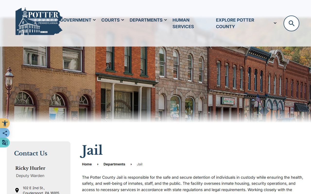 Potter County inmate population jail page and custody information